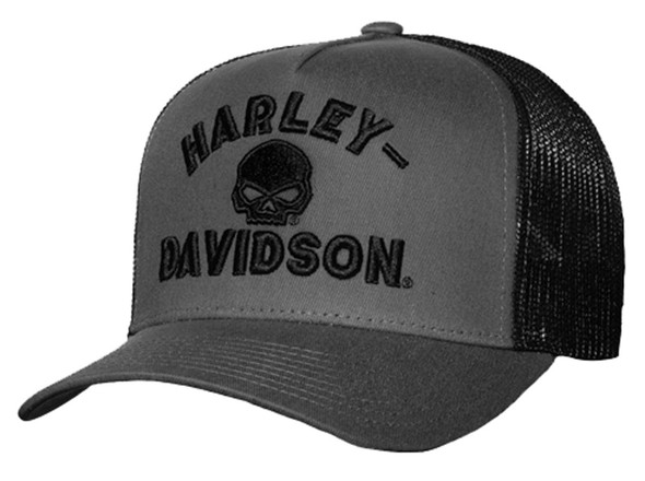 Harley-Davidson Men's Gate Arch Adjustable Snapback Mesh Trucker Hat - Gray - Wisconsin Harley-Davidson