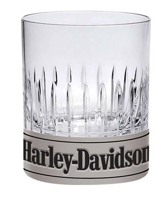 Harley-Davidson® Old Fashioned Rocks 9 oz. Glasses Metal Base Set