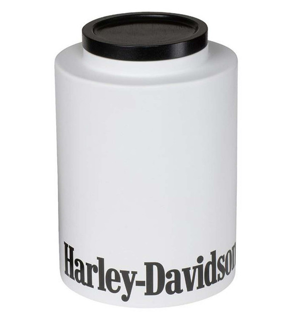 Harley-Davidson Cookie Jar, Canister Large 4 Quart, Wooden Lid w/Silicone Seal - Wisconsin Harley-Davidson