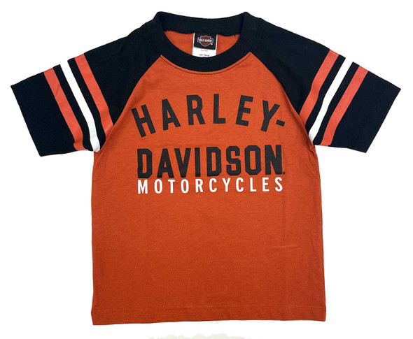 Harley-Davidson Big Boys' Knit Sports Raglan Short Sleeve Tee - Vintage Orange - Wisconsin Harley-Davidson