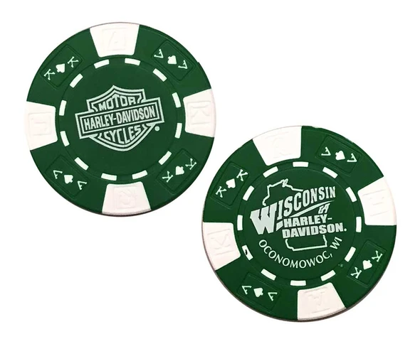 Harley-Davidson Wisconsin Harley-Davidson Poker Chip Green & White CHIP - Wisconsin Harley-Davidson