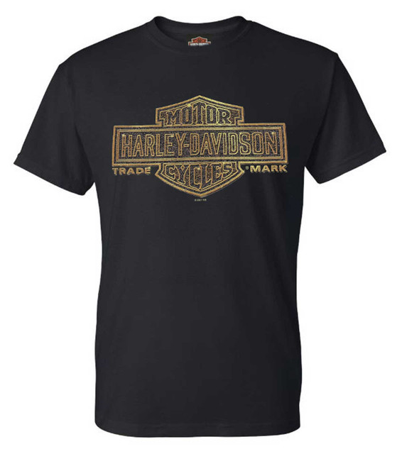 Harley-Davidson Men's Classic Bronze Bar & Shield Logo Cotton Tee Shirt, Black - Wisconsin Harley-Davidson