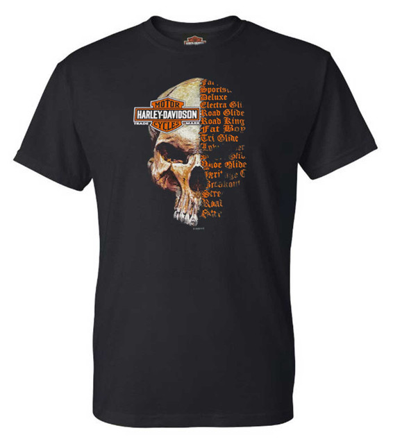 Harley-Davidson Men's Split Skill Bar & Shield Logo Cotton Tee Shirt, Black - Wisconsin Harley-Davidson
