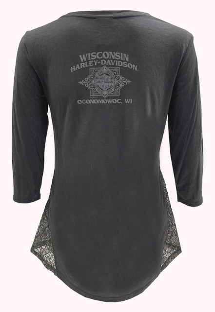 Harley-Davidson® Women's Rhinestone Paradise 3/4 Sleeve Lace V