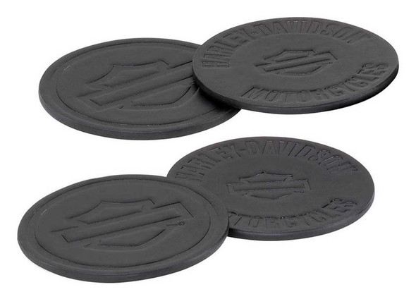 Harley-Davidson Open Bar & Shield Coaster Set, Black Faux Leather, Set of Four - Wisconsin Harley-Davidson