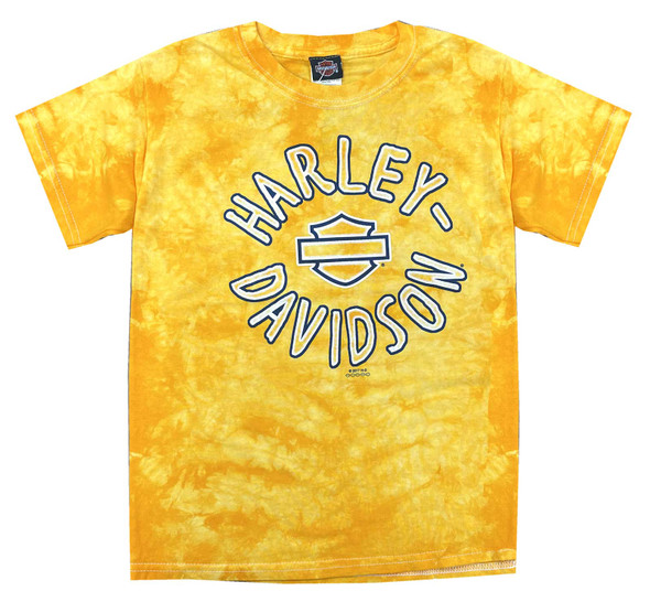 Harley-Davidson Youth Gold Dyed Splash Bar & Shield Youth Tee Shirt, Yellow - Wisconsin Harley-Davidson
