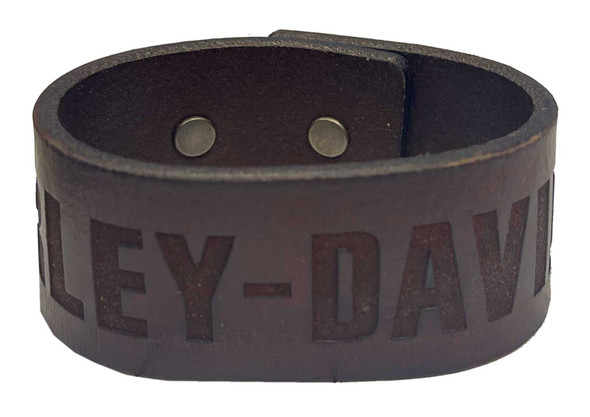 Harley-Davidson Men's Embossed H-D Adjustable Leather Cuff Bracelet Wristband - Wisconsin Harley-Davidson