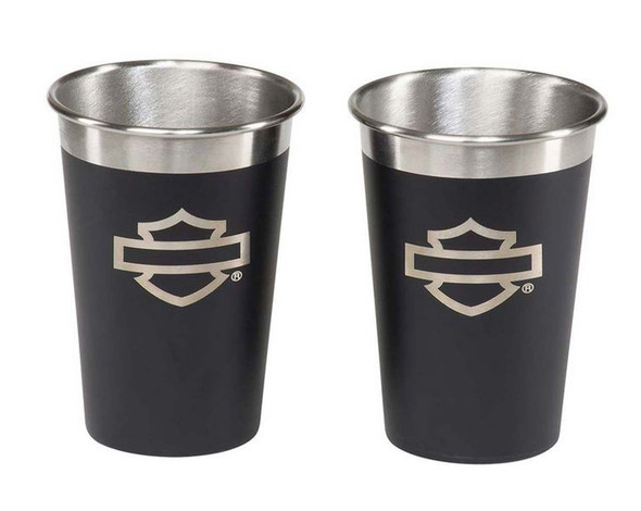 Harley-Davidson Bar & Shield Stainless Steel Glass Set of 2 18 Oz. - Wisconsin Harley-Davidson