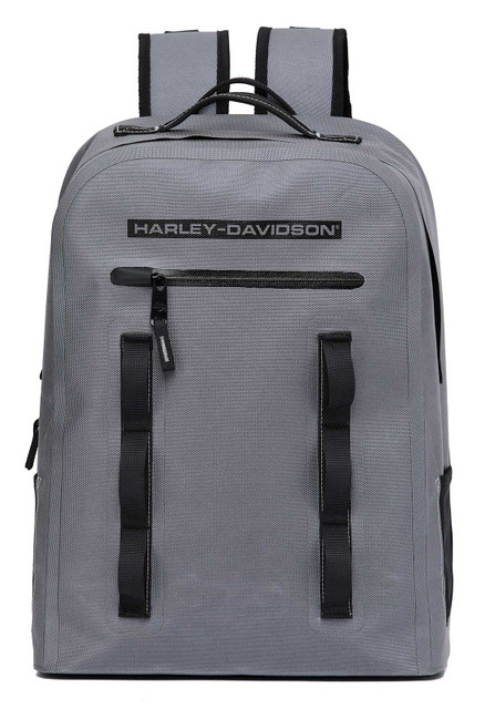 Harley-Davidson Waterproof Backpack, H-D Logo & Adjustable Straps - Silver - Wisconsin Harley-Davidson