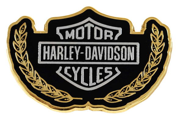 Harley-Davidson 1.5 inch. Roman Bar & Shield Logo Metal Pin, Gold Finish - Wisconsin Harley-Davidson