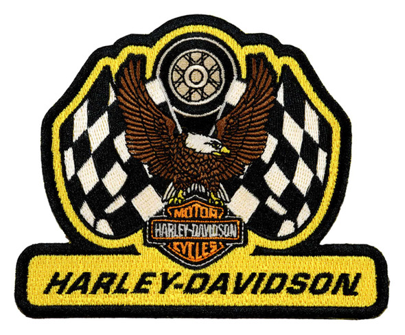 Harley-Davidson 4 in. Embroidered Supercharged Emblem Sew-On Patch, Yellow - Wisconsin Harley-Davidson