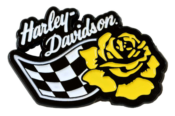 Harley-Davidson 1.25 inch. Bloom Races Metal Pin, White & Black Finishes - Wisconsin Harley-Davidson