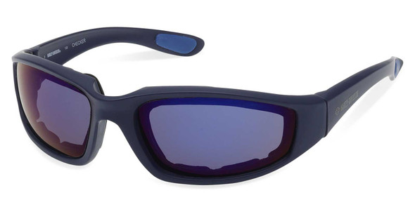 Harley-Davidson Men's Checker Square Sunglasses, Matte Blue Plastic Frames - Wisconsin Harley-Davidson