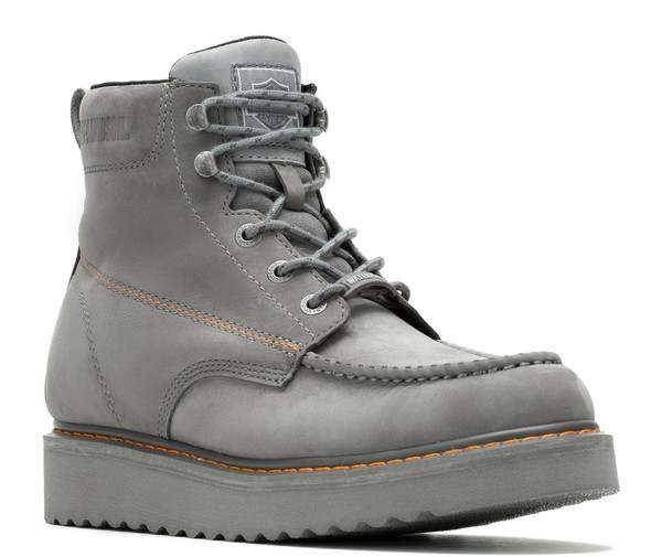 Harley-Davidson Men's Beau 6-Inch WP Dark Grey Leather Motorcycle Boots, D96307 - Wisconsin Harley-Davidson