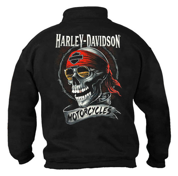 i*u様 HARLEY-DAVIDSON タンク 黒 Harley-Davidson® Men's Shady Skull 1/4 Zip Cadet Pullover