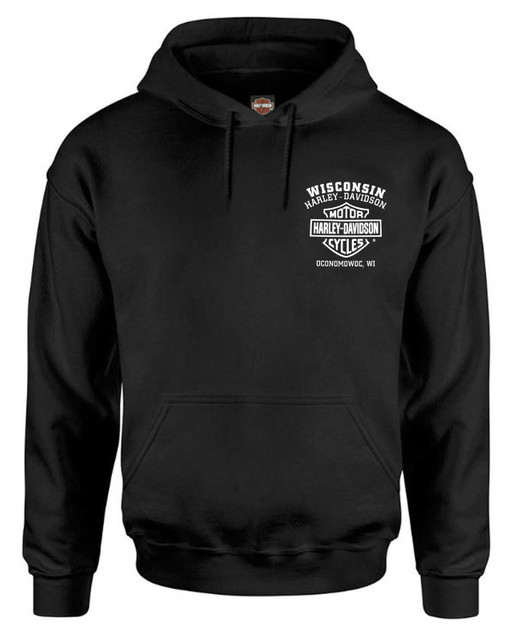 Harley-Davidson Men's Shady Biker Skull Poly-Blend Pullover Hoodie, Black - Wisconsin Harley-Davidson