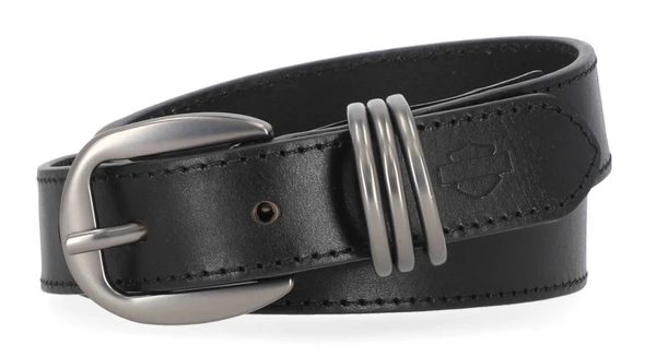Harley-Davidson Women's Multi Keeper D Ring B&S Genuine Leather Belt - Black - Wisconsin Harley-Davidson