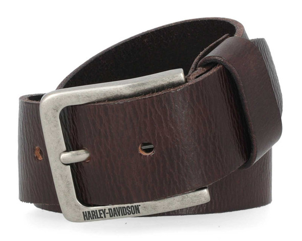 Harley-Davidson Men's Embossed H-D Logo Genuine Leather Belt - Matte Brown - Wisconsin Harley-Davidson