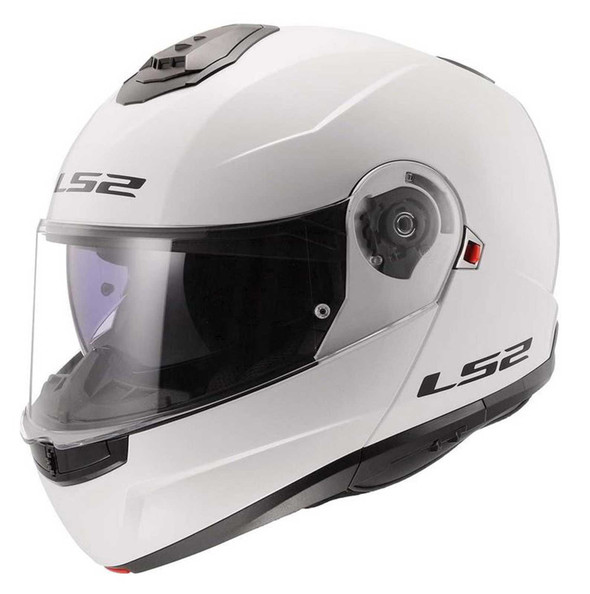 LS2 Helmets Strobe II Solid Modular Motorcycle Helmet w/SunShield - Pearl White - Wisconsin Harley-Davidson