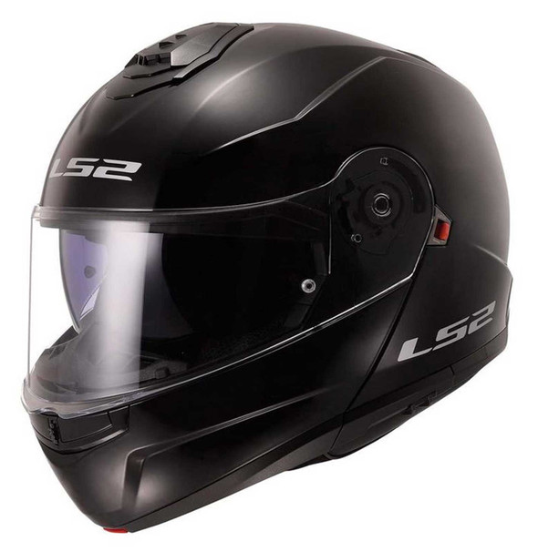 LS2 Helmets Strobe II Solid Modular Motorcycle Helmet w/SunShield - Gloss Black - Wisconsin Harley-Davidson