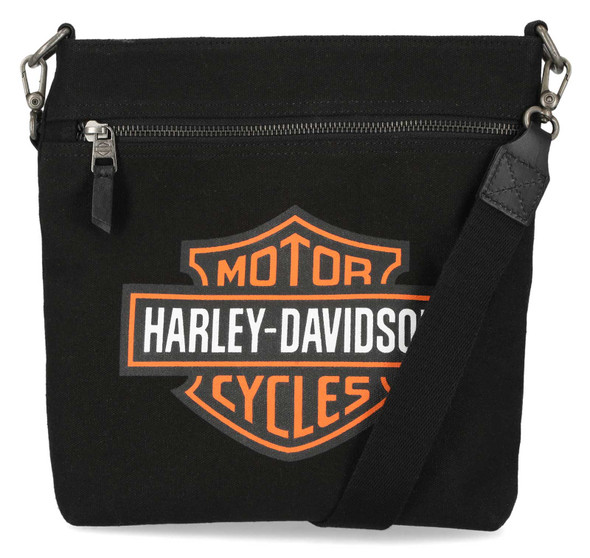 Harley-Davidson Women's Bar & Shield Logo Crossbody Canvas Purse - Black - Wisconsin Harley-Davidson