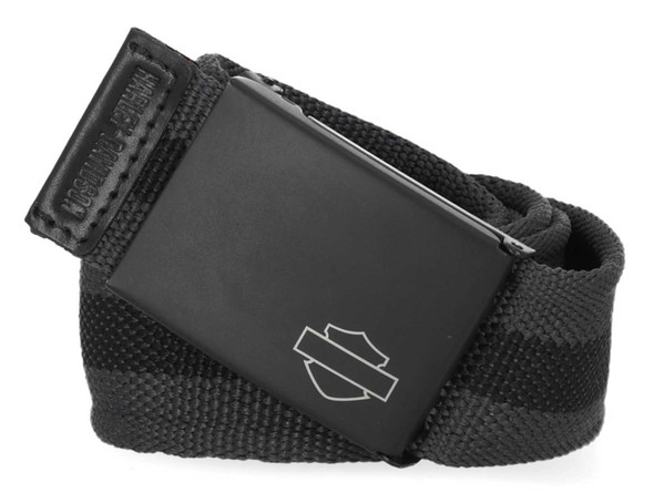 Harley-Davidson Men's Tactical Gun Metal Bar & Shield Buckle Nylon Web Belt - Wisconsin Harley-Davidson