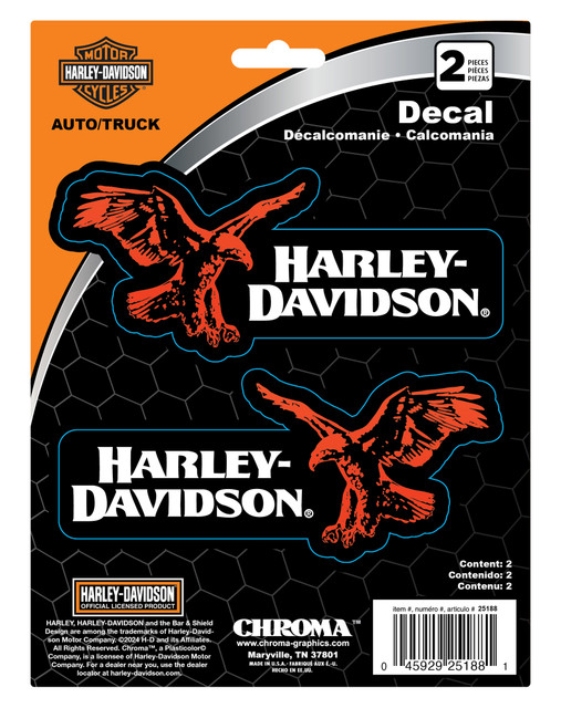Harley-Davidson 2-Piece Right/Left Eagle w/ H-D Text Decal - Black - 6 x 8 in. - Wisconsin Harley-Davidson
