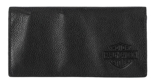 Harley-Davidson Men's Classic Genuine Pebble Leather B&S Long Wallet - Black - Wisconsin Harley-Davidson