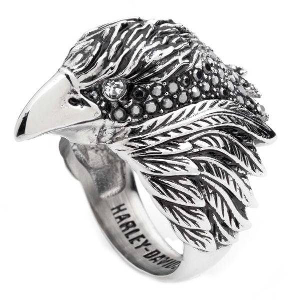 Harley-Davidson Men's Sculpted Eagle Head Ring, Silver Stainless Steel - Wisconsin Harley-Davidson