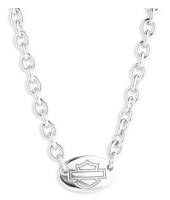 Harley-Davidson Women's 16 in. Oval Bar & Shield Logo Chain Necklace, Silver - Wisconsin Harley-Davidson