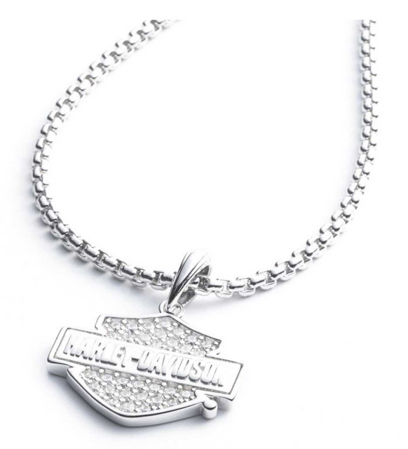Harley-Davidson® His & Hers Bar & Shield Crystal Logo Necklace Set