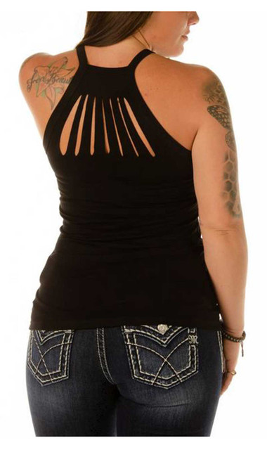 Liberty Wear Women's Embellished Ghost Rider Cut Sleeveless Tank