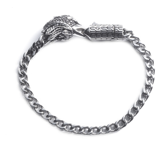 Harley-Davidson Men's 8" Stainless Steel Eagle Bracelet with Accent Stones - Wisconsin Harley-Davidson