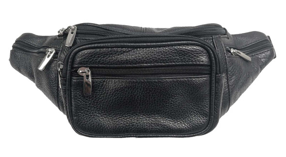 RCS Women's Genuine Leather Deluxe 'Fanny Pack' Adjustable Waistband - Black - Wisconsin Harley-Davidson