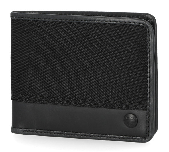 Harley-Davidson Men's Classic Cordura Leather Trim Double Billfold Wallet Black - Wisconsin Harley-Davidson