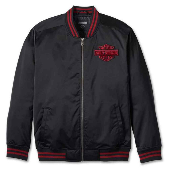 Harley-Davidson Men's Flying Eagle Satin Casual Jacket - Black 97422-24VM - Wisconsin Harley-Davidson
