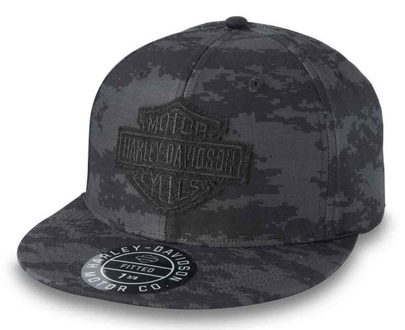 Harley-Davidson Men's Camo Stretch Fit Baseball Cap - Black 97614-24VM - Wisconsin Harley-Davidson