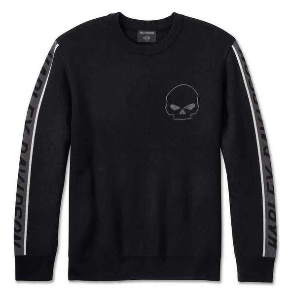 Harley-Davidson Men's Willie G Skull Viper Crew Sweater - Black 96194-24VM - Wisconsin Harley-Davidson