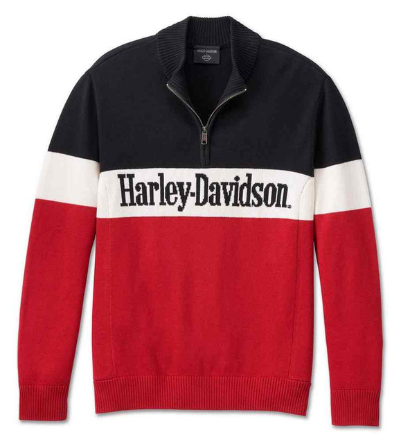 Harley-Davidson® Men's Darting 1/4-Zip Long Sleeve Sweater - Red