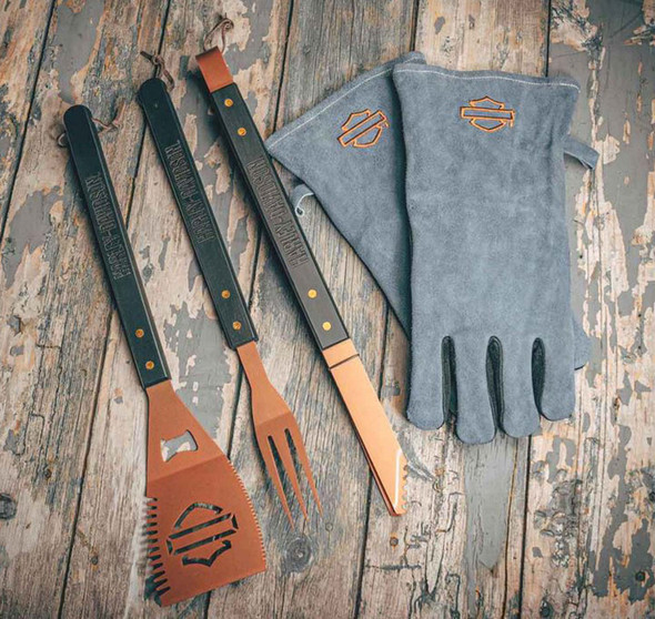 ペディグラス　ツールセット Harley-Davidson® Grill Tool Set with Gloves, Stainless-Steel