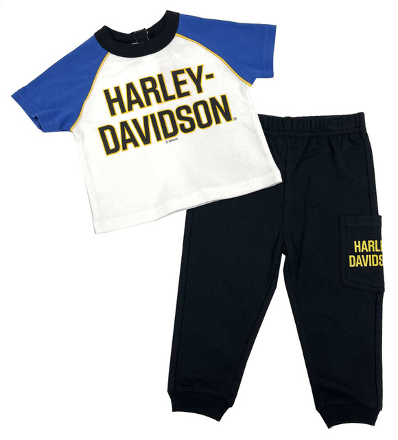 Harley-Davidson Baby Boys' 2-Piece Infant Race Knit Short Sleeve & Pant Set - Wisconsin Harley-Davidson