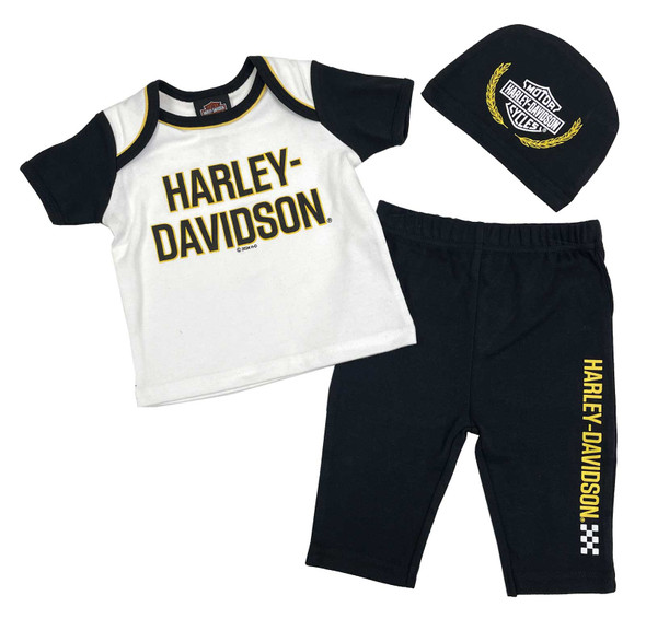 Harley-Davidson Baby Boys' 3-piece Bar & Shield Knit Newborn Gift Set, Black - Wisconsin Harley-Davidson
