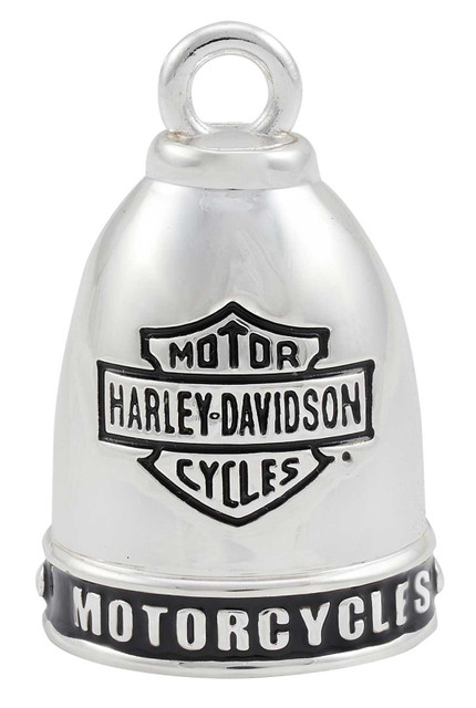Harley-Davidson Motorcycle H-D Classic Bar & Shield Ride Bell - Black On Silver - Wisconsin Harley-Davidson