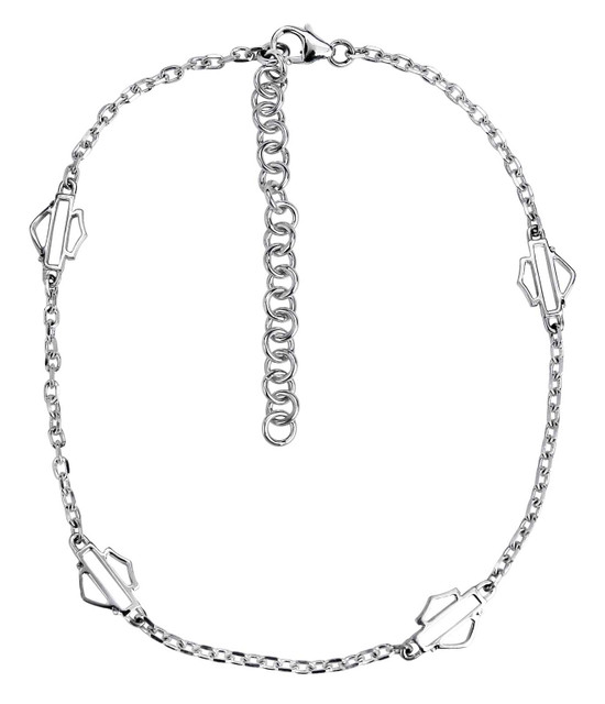 Harley-Davidson Women's Open Bar & Shield Adjustable Anklet - Sterling Silver - Wisconsin Harley-Davidson