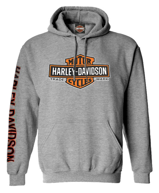 Harley-Davidson Men's Bar & Shield Logo Pullover Hoodie - Heather Gray - Wisconsin Harley-Davidson