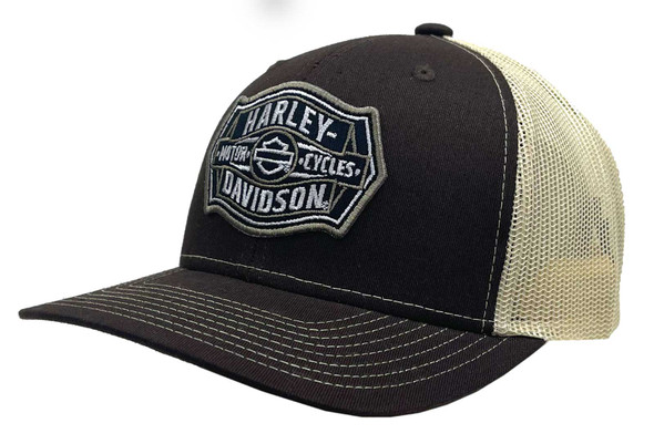 Harley-Davidson Men's Baseline Adjustable Snapback Mesh Trucker Hat - Brown - Wisconsin Harley-Davidson