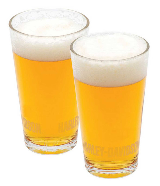 Harley-Davidson® Premier Pint Glass Set - 16 oz. - Faux Etched H-D