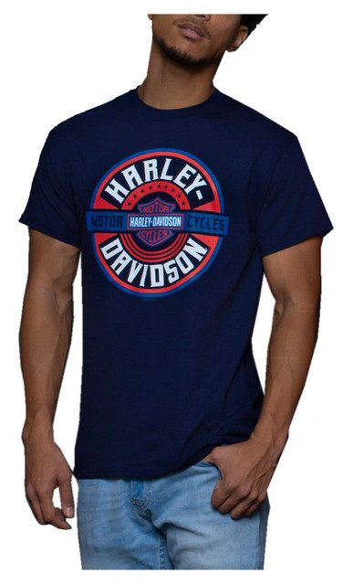 Harley-Davidson Men's Turn Around Bar & Shield Short Sleeve T-Shirt - Navy Blue - Wisconsin Harley-Davidson
