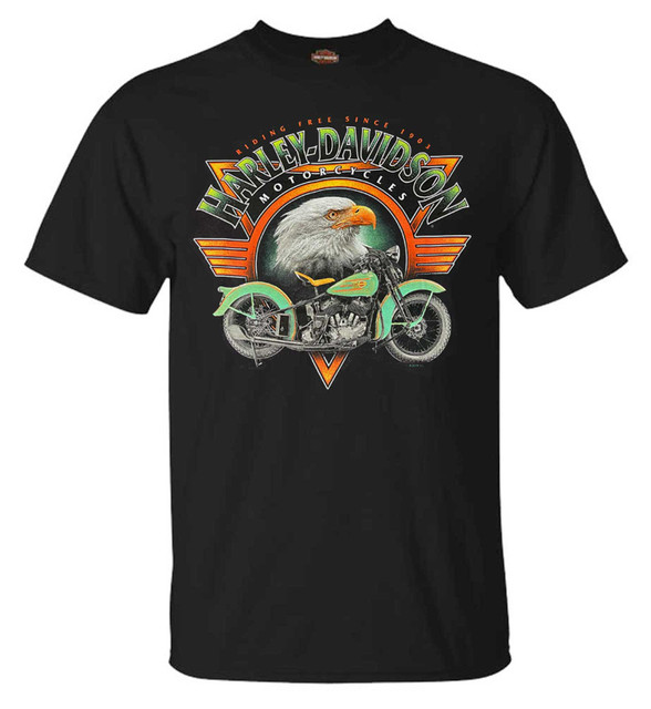 Harley-Davidson Men's Vintage Eagle Short Sleeve Crew-Neck T-Shirt - Black - Wisconsin Harley-Davidson
