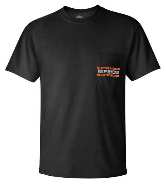 Harley-Davidson Men's Blocking H-D Chest Pocket Short Sleeve T-Shirt - Black - Wisconsin Harley-Davidson